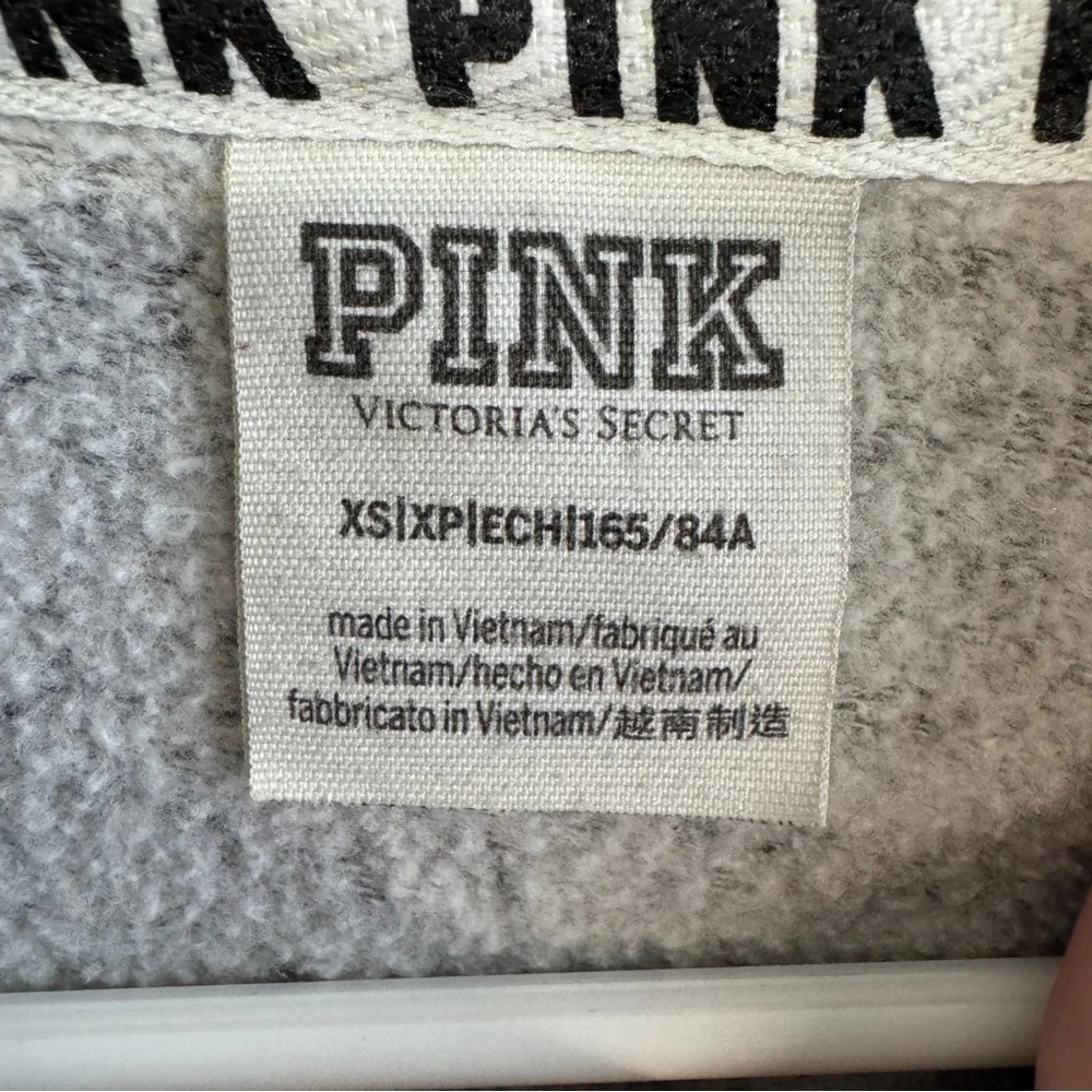 Pink Victoria’s Secret pink gray white hoodie size XS - Picture 2 of 5